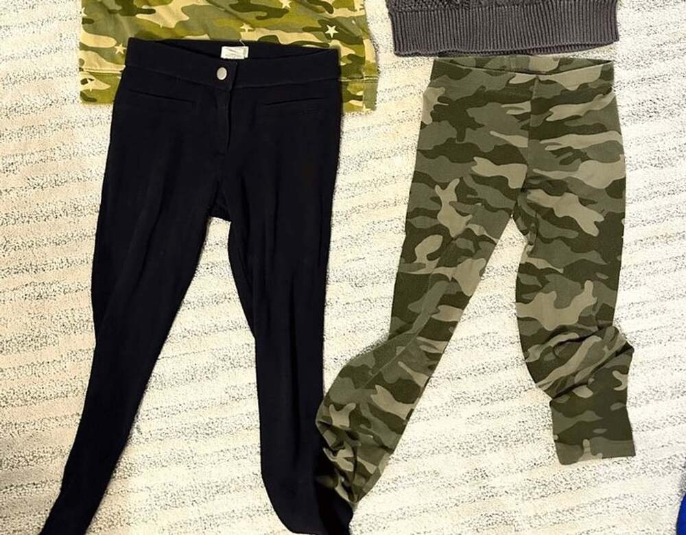 6/7 girls bundle old navy j.crew camo black leggings lot